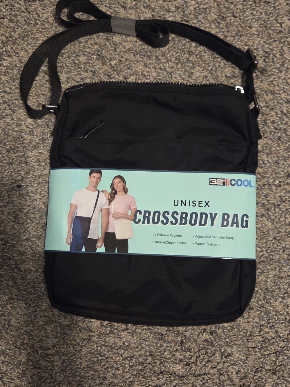 32° Cool Black Crossbody Bag Unisex - Compact Everyday Carry